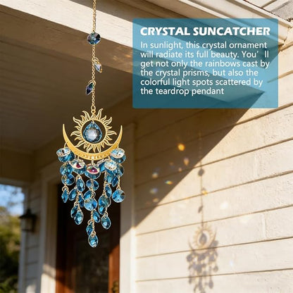 Crystal Suncatcher, Suncatchers for Windows Hanging, Sun Catchers Indoor Window, Unique Crystal Wind Chimes for Indoor & Outdoor Decoration, Gift for Sutffers Home Decor (Blue)