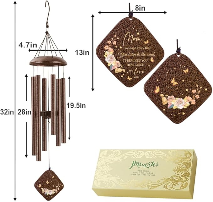 Gifts for Mom, Moms Wind Chimes, Christmas Best Gift for Mom, Mother Birthday Gift from Daughter Son, Love Reminder Gifts for Birthday Thanksgiving Mother's Day，32in