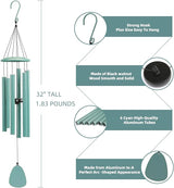 FSVGYY Wind-Chimes-Outdoor-Deep-Tone, Large Soothing Melodic Tones Windchimes, Wind Chimes for Outside, Memorial Wind Chime Best Gift for Mom Women Grandma Neighbors(32" Cyan Coated Aluminum)