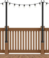 2 Pack String Light Poles,5Ft Metal Poles for Outdoor String Lights,Outdoor Light Poles with Post,Poles/Stand for Outside,Patio,Deck,Backyard,Garden Wedding,Party