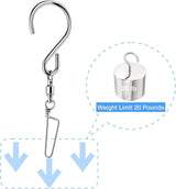 HS’s Creation 6 Pack S Hook Locking Clip Swivel for Indoor Outdoor Organization Spinning Hanger Clothline Rack Wind Chimes Spinner Prism Windsocks Hanging Plant