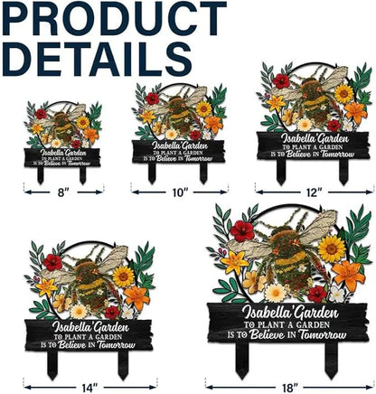 Personalized Metal Garden Stake Gift for Family - and Into The Garden I Go to Lose My Mind