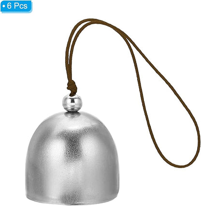 PATIKIL 6 Pcs Wind Chime, Hanging Bells Temple Bells Retro Outdoor Hanging Metal Chinese Wind Chime Round for Outside Garden Camping, Silver Brown