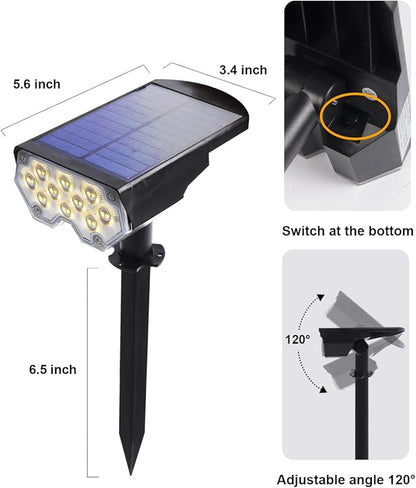 2 Pack Solar Powered Outdoor Spot Lights Outside Waterproof 20 LEDs Landscape Spotlights Dusk to Dawn for House Yard Tree, Plants, Walls, Path, Garden, Statues, Superior Accent Lamp Warm White