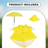 Tinoaly Raincoat Porch Goose Outfits, Waterproof Cement Goose Clothes Patio Concrete Statue Costume with Umbrella & Hat for Outdoor Lawn Garden Yard Decor (Yellow)