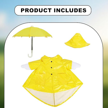 Tinoaly Raincoat Porch Goose Outfits, Waterproof Cement Goose Clothes Patio Concrete Statue Costume with Umbrella & Hat for Outdoor Lawn Garden Yard Decor (Yellow)
