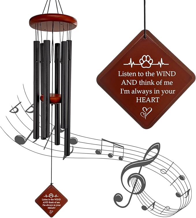 Pet Memorial Gifts for Loss of Dog, 26" pet Memorial Wind Chimes for Outside, Loss of Dogs Sympathy Gift, Listen to The Wind in Memory of Pets Windchimes for Garden