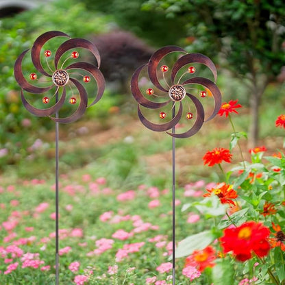 DREAMYSOUL 2 Packs Metal Wind Spinners Outdoor, Copper Pinwheels for Yard and Garden, Kinetic Wind Spinner & Sculpture