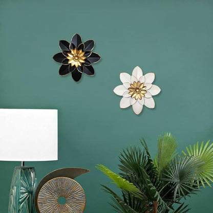 Metal Flower Wall Art Decor, 9.5“ Rustic Modern Floral Sculpture, Distressed Iron Wall Hanging Home Decoration Accent Artworks for Indoor Kitchen Bedroom Living Room Office Outdoor Garden Patio