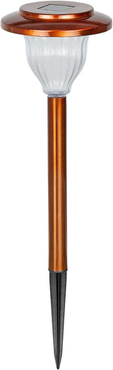 Alpine Corporation LBM174SLR-4 Solar Copper Stainless Steel Pathway LED Lights, 15" H, Bronze, Set of 4