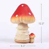 Mushroom Decor Fairy Garden Accessories - Outdoor Garden Decor Mushrooms Ornament for Garden Decoration Garden Gnome's Favorite Mushroom Statues (12.2” Red)