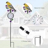 Outdoor Thermometer, Hummingbird Outside Thermometer with Garden Stake, 35" Tall No Battery Needed Wall Thermometer for Yard Patio Decor