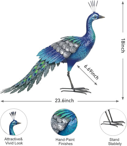 chisheen Metal Peacock Statue Garden Decor Yard Art Sculpture Outdoor Decoration for Lawn,Patio,Backyard,Housewarming Birthday Gifts for Women,Mom,Grandma