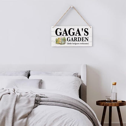 Gaga Gifts Outdoor Garden Wooden Sign Decor, Indoor Garden Decoration Hanging Signs 12x6 Inches, Outdoor Porch Yard Wall Art Decor Sign, Mother's Day Gifts Birthday Gift for Mom Grandma
