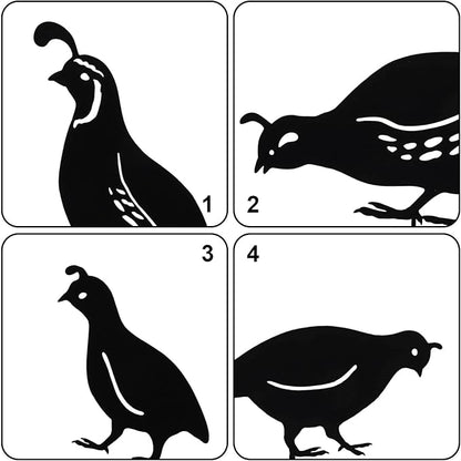 COHEALI 4Pcs Iron Cast Animal Stake Statue Rustic Quail Quail Family Yard Black Metal Quail Art Garden Birds Statue Lawn Backyard Decor
