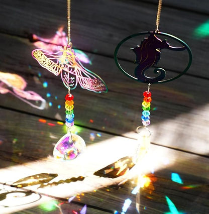 Crystal Suncatchers with Prisms Hanging Window Sun Catcher Decor Indoor Rainbow Maker Ornament Hummingbird Butterfly Prism Suncatchers Gift, Animal Sun Catchers Pack of 5