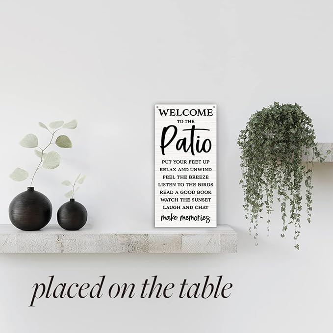 Rustic Patio Wood Sign Welcome Sign Patio Decor Farmhouse Home Family House Patio Wall Decor Hanging Wall Sign Wooden Wall Art Decor Decorative Plaque Sign for Home Porch Front Door Outdoor Bar