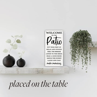Rustic Patio Wood Sign Welcome Sign Patio Decor Farmhouse Home Family House Patio Wall Decor Hanging Wall Sign Wooden Wall Art Decor Decorative Plaque Sign for Home Porch Front Door Outdoor Bar