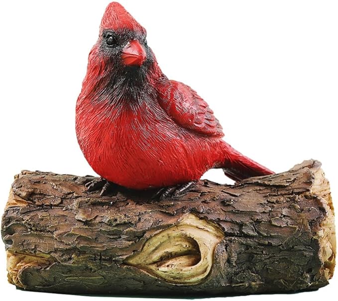 Scicalife Cardinal Garden Decor Red Bird Resin Ornament Hanging on Tree Outdoor Lawn Decorations Hand-Painted Bird Sculpture for Patio and Yard