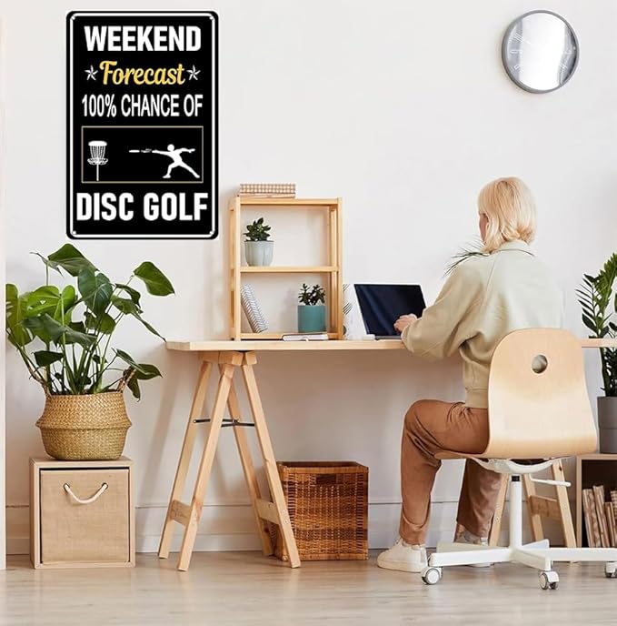 Disc Golf Metal Tin Sign Weekend Forecast Vintage Wall Art Decor for Home Farmhouse Bar Cafe Garage Indoor Outdoor 12X8 Inch