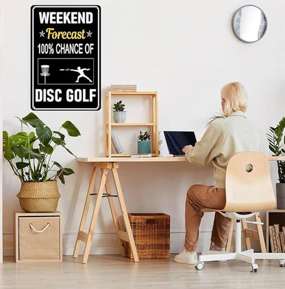 Disc Golf Metal Tin Sign Weekend Forecast Vintage Wall Art Decor for Home Farmhouse Bar Cafe Garage Indoor Outdoor 12X8 Inch