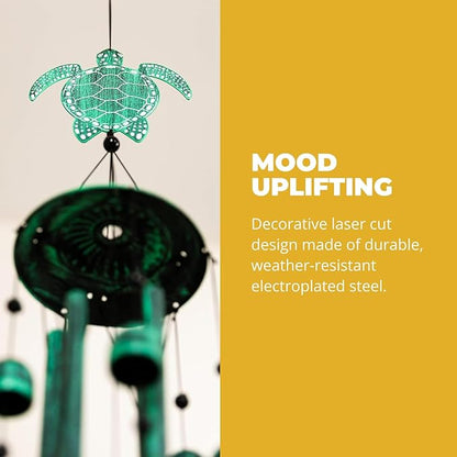 VP Home Rustic Green Turtle Wind Chimes for Outside - 33-in Harmonic Windchimes with Turtles Design for Gardens, Patios, and Porches - Thoughtful Gift for Mom, Grandma, and Turtle Lovers