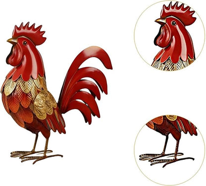 MYCENSE Rooster Statue Garden Accessories Animal Figurine Iron Sculpture Multifunctional Landscape Ornament for Porch Lawn