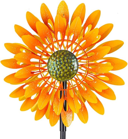 VEWOGARDEN Sunflower Wind Spinner with 4 Blades, Metal Kinetic Wind Spinners Outdoor for Yard, Garden, Lawn Decorations