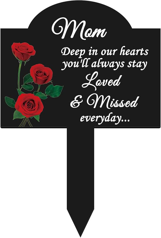 Roowest Cemetery Grave Decorations Acrylic Memorial Stakes Grave Stake Markers Sympathy Garden Plaque Waterproof Remembrance Sympathy Gift for Cemetery Graveside Outdoors Yard(Mother)