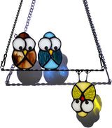 Owl Bird Gifts for Bird Lovers Stained Glass Suncatchers for Windows,Birds Decor Stained Glass Window Hangings,Owls Ornament Housewarming Gift Owls Gifts for Women Owl Lover