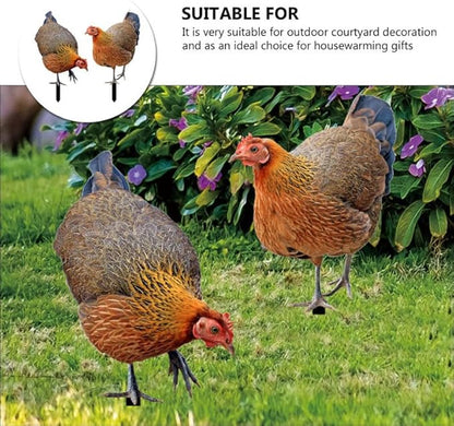 Chicken Yard Art 2-Pack Acrylic Garden Stakes Hen Decoration Card Inserts for Outdoor Patio Lawn and Garden Decor