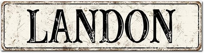 Madcolitote Rustic Landon Wood Signs Landon Street Signs Customized Retro Wood Plaque Farmhouse Wall Art Farmhouse Wall Decor for Home Bars Clubs Cafes Man Cave Party 6x24in