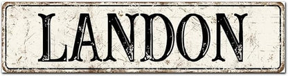 Madcolitote Rustic Landon Wood Signs Landon Street Signs Customized Retro Wood Plaque Farmhouse Wall Art Farmhouse Wall Decor for Home Bars Clubs Cafes Man Cave Party 6x24in