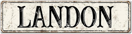 Madcolitote Rustic Landon Wood Signs Landon Street Signs Customized Retro Wood Plaque Farmhouse Wall Art Farmhouse Wall Decor for Home Bars Clubs Cafes Man Cave Party 6x24in