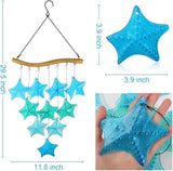Vindar 28" Blue Starfish Glass Wind Chimes, Outdoor & Indoor Decor, Memorial Gift, Weather Resistant