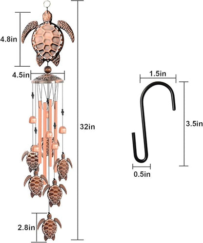 Sea Turtle Wind Chimes, Gifts for Mom Grandma Women, Outdoor Garden Patio Decor, with S Hook Indoor Outdoor Turtles Wind Chime for Outside, Turtles Gifts