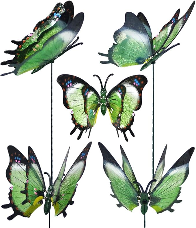 Giant Butterfly Garden Stakes Decorations Outdoor 3D Large Butterflies Lawn Decorative Yard Decor Patio Accessories Ornaments Gardening Art Christmas Whimsical Gifts (Pack of 4)