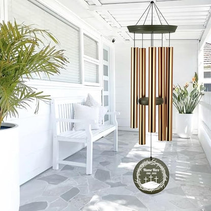 Personalized Wind Chimes, 36inch Memorial Wind Chime, Loving Memory Gifts, Custom Name Cross Wind Chime for Loss of Loved Dad/Mom, Jesus Gods Outside Decor Clearance (Produced in USA)