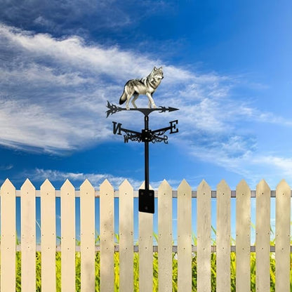 Colorful Wild Wolf Weather Vane Metal Craft Rooftop Weathervane Iron Wind Direction Indicator Garden Statue Yard Decor Lawn Ornament (b) A