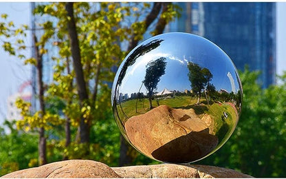 6 inch Diameter Gazing Ball,Silver Stainless Steel Polished Reflective Smooth Garden Sphere Globe Mirror,Colorful and Shiny Addition to Any Garden or Home