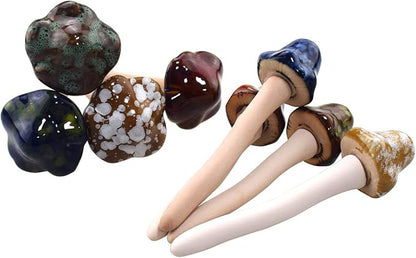 8 Pieces Ceramic Mushroom Statue Garden Pot Decoration Mushroom Figurine Indoor and Outdoor Flowerpot Decoration Lawn Tree Ornaments Pottery Accessories