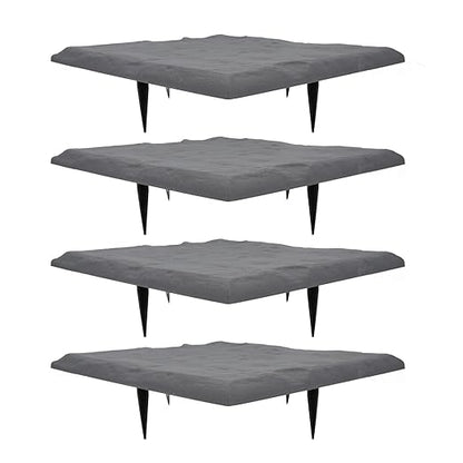 Alomejor Polypropylene Stepping Stone Set with Ground Stake Unique Textured Design Weatherproof Garden Dcor 4 Pack (Grey)