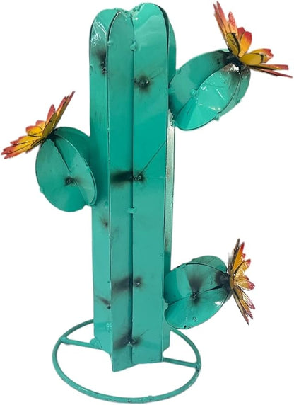 Mini Metal Saguaro - Garden Art (Turquoise)