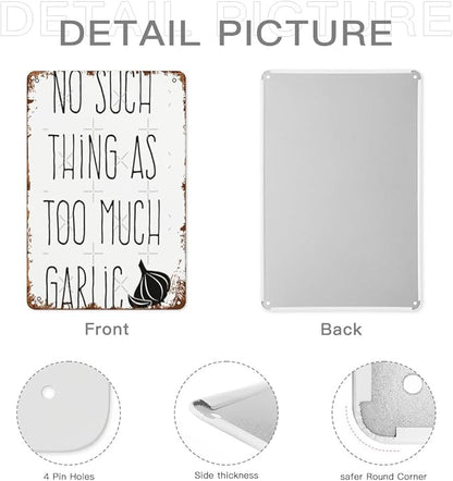 Patio Wall Decor No Such Thing As Too Much Garlic Vintage Signs Metal Indoor Bathroom Wall Decor Plaque Funny Retro Signs For Home,Office,Yard Rustic Farmhouse Inspirational Life Quotes 8X12inch