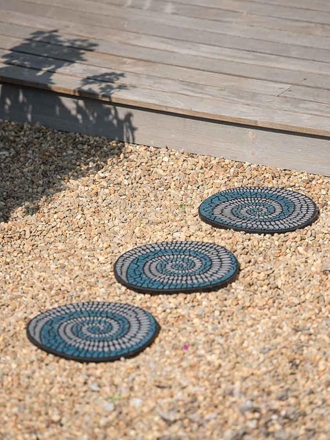 Gardener's Supply Company Recycled Rubber Swirl Stepping Stone for Garden Walkway | Outdoor Patio Décor & Lawn Pathway Landscaping | 12" Diameter x .75" H