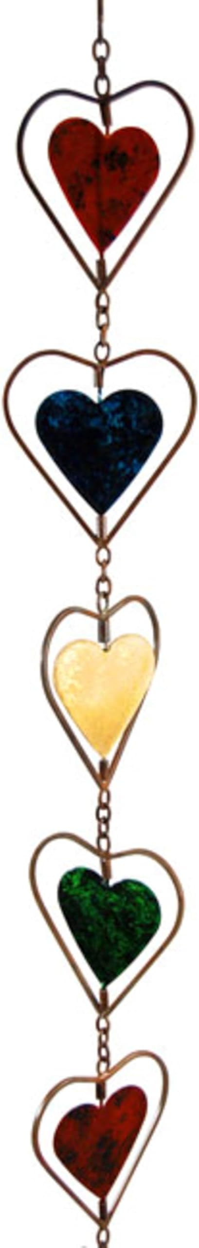 Ancient Graffiti Multicolor Heart Rain Chain, 4" x 96" x 4"