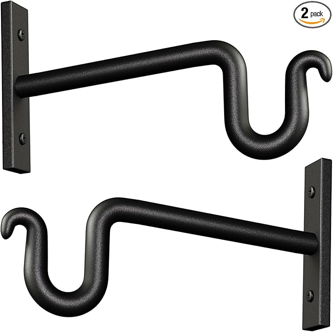 2 Pack 6 Inch Plant Hanger Plant Hook - Metal Plant Bracket Wall Hooks for Hanging Flower Basket, Lanterns, Bird Feeder, Wind Chimes Indoor & Outdoor.