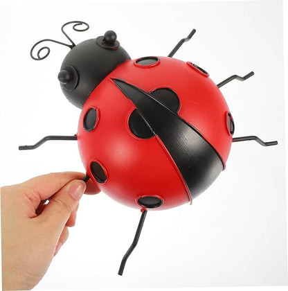 BESPORTBLE 3pcs Iron Art Ladybug Garden Statues Simulated Outdoor Lawn Decorations in Red Extra Small to Medium Vibrant Sculptures for Patio and Landscape Enhancements