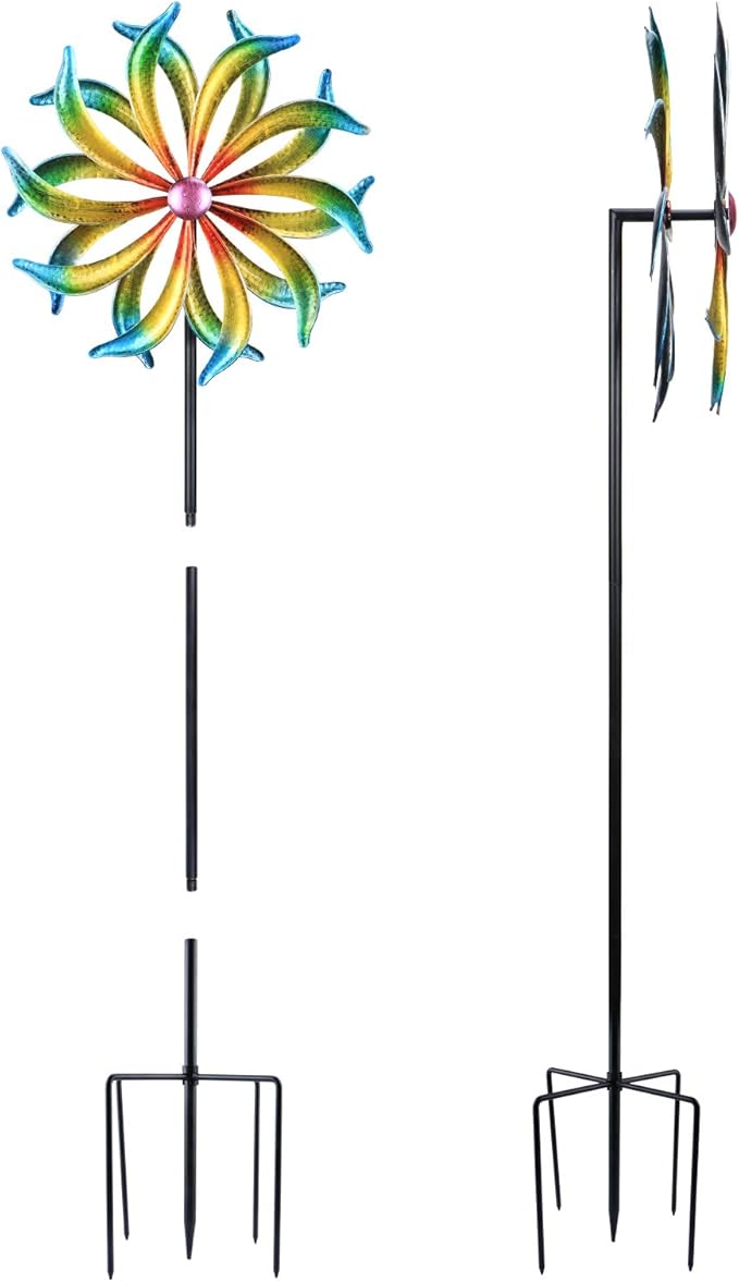 WONDER GARDEN Wind Spinner, 5 FT Kinetic Wind Sculpture Outdoor Clearance Metal Wind Spinners for Outdoor Yard Patio Lawn & Garden