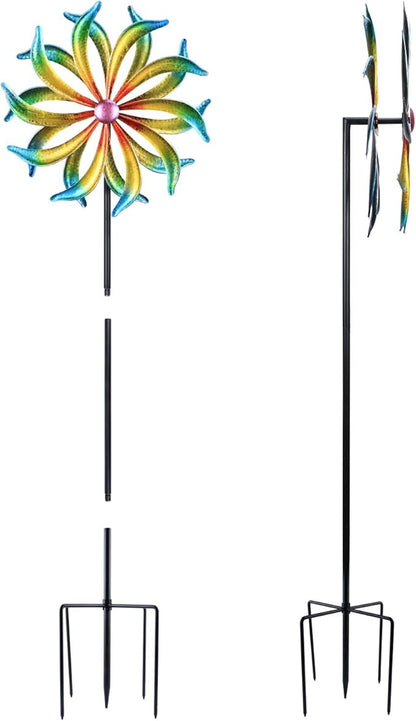 WONDER GARDEN Wind Spinner, 5 FT Kinetic Wind Sculpture Outdoor Clearance Metal Wind Spinners for Outdoor Yard Patio Lawn & Garden
